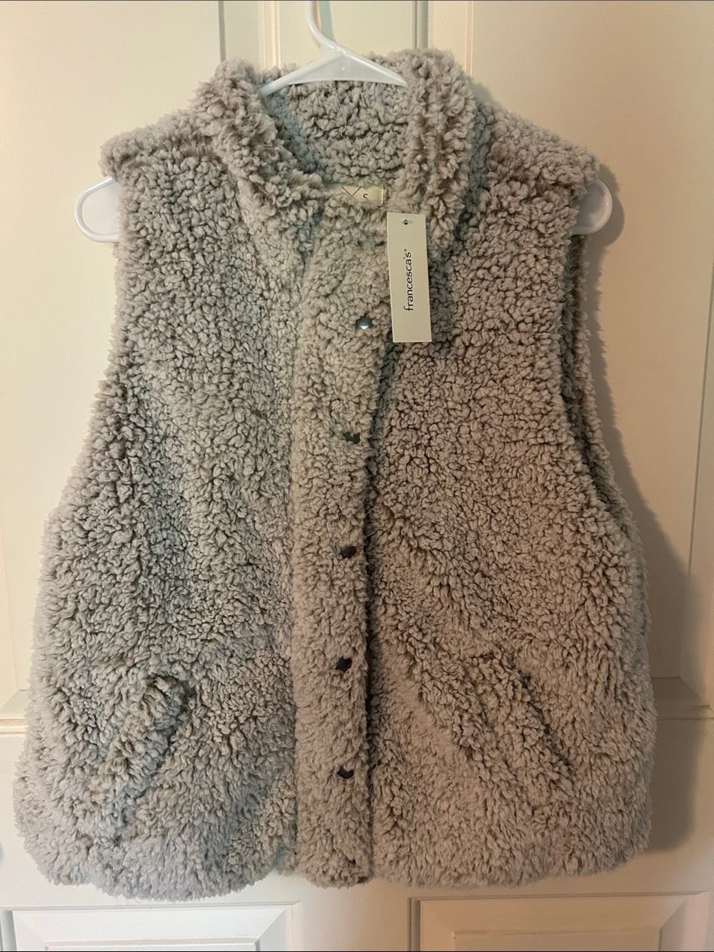 Francesca's Ivory Plush Sherpa Vest